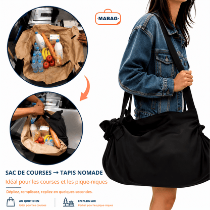 Mabag™ — Le Sac de Courses qui se transforme en Tapis de Pique-Nique